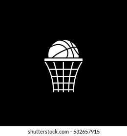 Basketball Hoop Flat Icon On Black Background