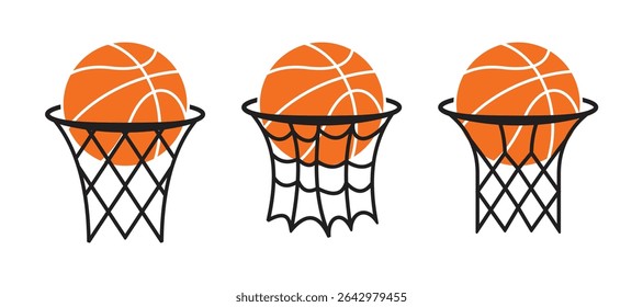 Ícone de basquete com bola dentro