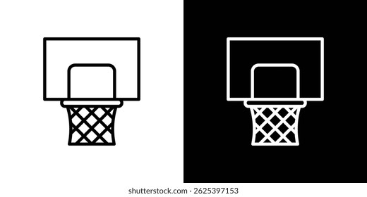 Traço de conceito de ícone de aro de basquete em fundo branco