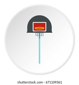 Basketball hoop icon in flat circle isolated vector illustration for web