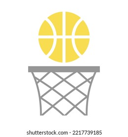 Basketball and hoop icon flat vector illustration on white background