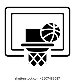 Basketball hoop icon in glyph style. Icon about hobbies