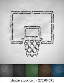 basketball hoop icon. Hand drawn vector illustration. Chalkboard Design
