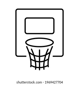 Basketball hoop icon, isolated in black color on a white background. Hand drawn element, vector illustration.
