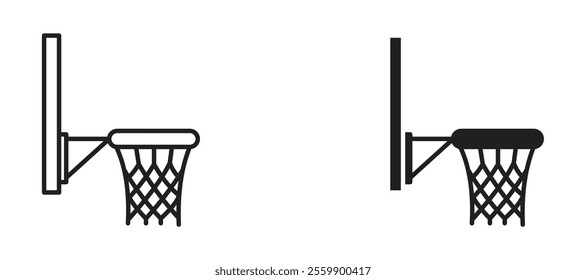 Basketball hoop Icon set in black color for ui designs