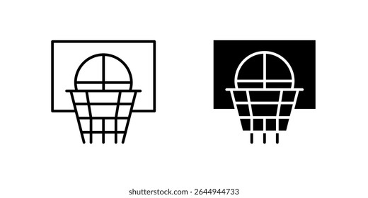 Basketball hoop icon set for sports, games, and athletic activities. Ideal for recreation, team sports, and urban themes.