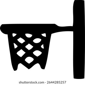 Basketball hoop icon showing rim and net, representing sports, scoring, and basketball equipment.