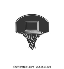 Basketball Hoop Icon Silhouette Illustration. Basket Vector Graphic Pictogram Symbol Clip Art. Doodle Sketch Black Sign.