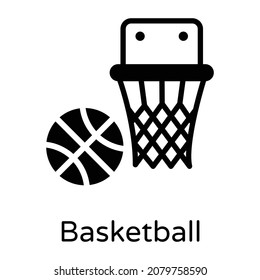 Icono de aro de baloncesto en diseño sólido, costillas de baloncesto