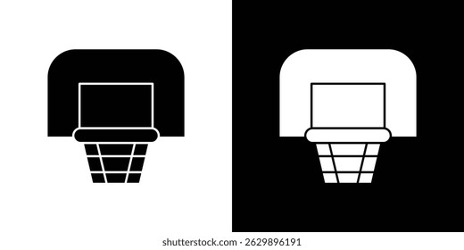 Basketball hoop icon in solid flat trendy design style.