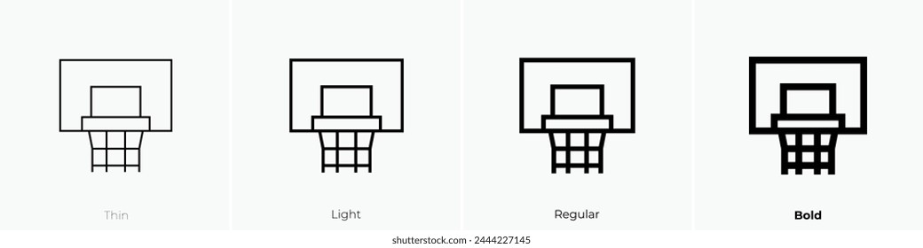 basketball hoop icon. Thin, Light Regular And Bold style design isolated on white background