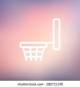 Basketball hoop icon thin line for web and mobile, modern minimalistic flat design. Vector white icon on gradient mesh background.