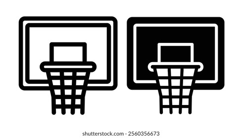 Basketball hoop Icons. black and white vector illustration set.