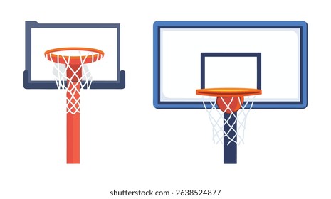 Basketball Hoop Icons Flat Design Game Graphics Sports Equipment