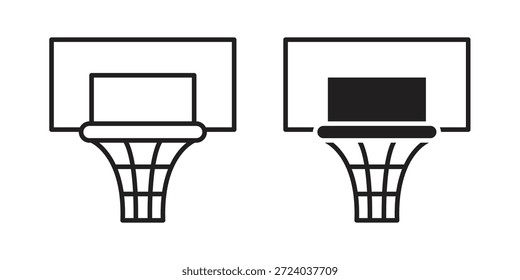 Iconos del aro del baloncesto, Vector de línea. sistema sólido del símbolo