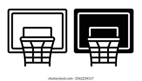 Basketball hoop Icons pack in outlined and flat versions