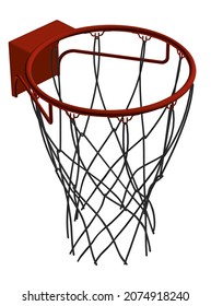 Basketball hoop isolated on white background. Isometric view. 3D. Vector illustration