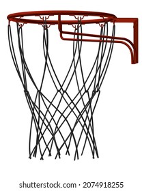 Basketball hoop isolated on white background. Side view. 3D. Vector illustration