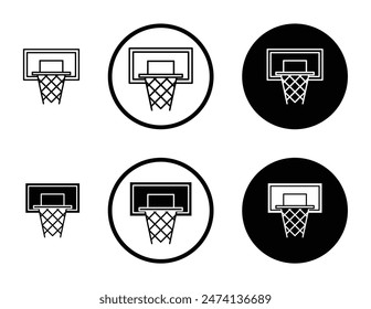 Conjunto de iconos de línea de aro de baloncesto. Vector de anillo de cancha deportiva de baloncesto. Icono de red de gol de baloncesto adecuado para diseños de UI de App y Sitios web.