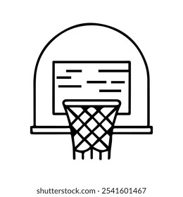 Basketball hoop line icon. basketball sport court ring vector. basketball goal net icon. Vector Illustration. Customizable thin line illustration.  Editable stroke.