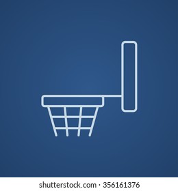Basketball hoop line icon for web, mobile and infographics. Vector light blue icon isolated on blue background.
