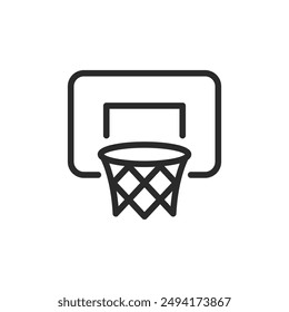 Basketball hoop, linear style icon. Sports equipment. Editable stroke width