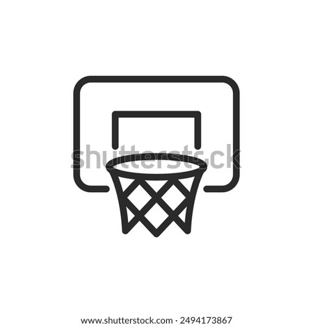 Basketball hoop, linear style icon. Sports equipment. Editable stroke width