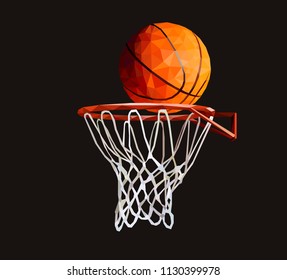 basketball hoop low poly design, vector illustration