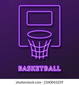 signo de neón de canto de baloncesto, diseño moderno de pancartas brillantes, colorida tendencia de diseño moderno sobre fondo negro. Ilustración vectorial.