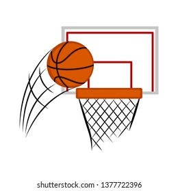 Basketball hoop and net with a ball. Vector illustration design