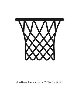 Basketballkorb mit Netzsymbol. Sportspiel mit Tor. Basketballring. Vektorzeichen einzeln