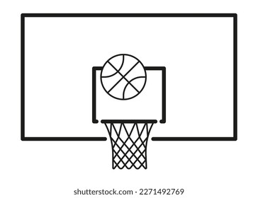 Basketball hoop with net icon. Sport game with goal. Hitting ball in ring, lucky. Vector sign