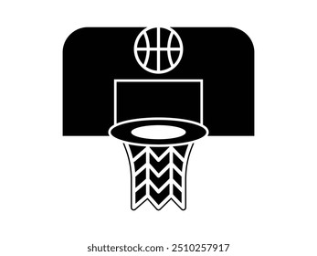 Basketball Hoop with net icon 
 vector in flat style. Basketball ring,  port game with goal.