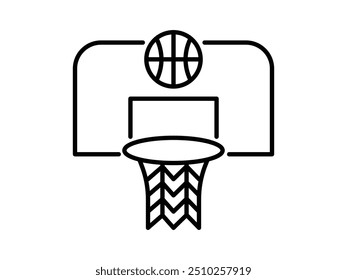 Arco de basquete com ícone de rede 
 vetor no estilo de contorno. Anel de basquete, jogo portuário com gol.