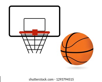 Basketball hoop and net on white background. Vector illustration. 