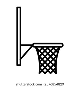 Basketball hoop and net vector icon. Editable stroke.