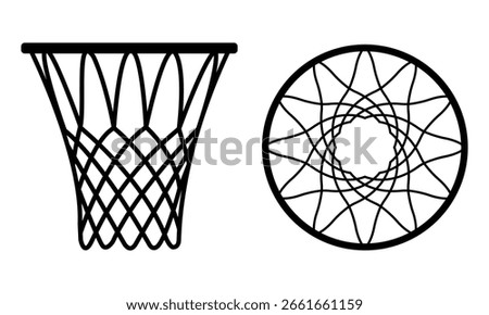 Basketball Hoop Net Vector – Side and Top View Illustration
