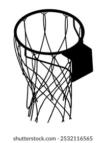 Arco de basquete e silhueta vetor líquido isolado no fundo branco. Equipamento para quadra de bolas de cesta. Jogue esporte.