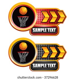 basketball hoop on arrow banners