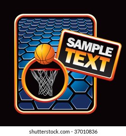 basketball hoop on blue hexagon template
