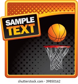 basketball and hoop on classy modern style grunge template