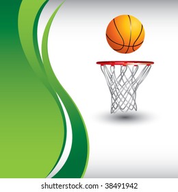 basketball hoop on vertical green wave backdrop