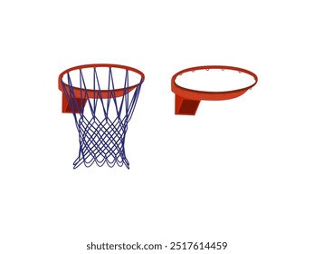 Basketball hoop on white background.