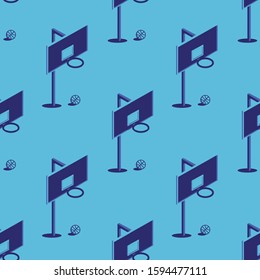 Basketball Hoop Seamless Pattern with Blue Color