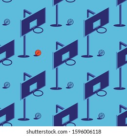 Basketball Hoop Seamless Pattern with Blue Color