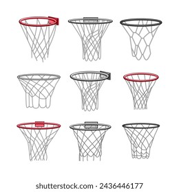 basketball hoop set cartoon. light stadium, game basket, ball arena basketball hoop sign. isolated symbol vector illustration