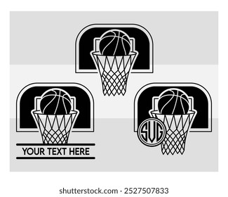 Basketball Hoop, Basketball Hoop Silhouette, Basketball Hoop With Ball Silhouette,