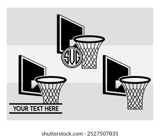 Basketball Hoop, Basketball Hoop Silhouette, Basketball Hoop With Ball Silhouette,