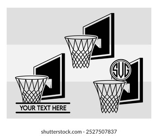 Basketball Hoop, Basketball Hoop Silhouette, Basketball Hoop With Ball Silhouette,