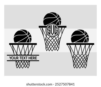 Basketball Hoop, Basketball Hoop Silhouette, Basketball Hoop With Ball Silhouette,